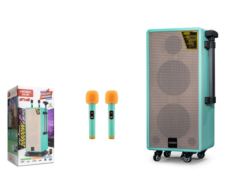 Kimiso QSW5 Bluetooth Speaker 2x8'' 370-290-710MM Usb - Fm - Tf - Aux - Tws - Bluetooth