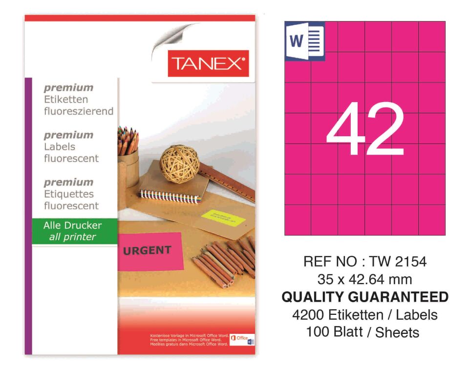 TW-2154 35x42,43 mm FLO PEMBE LASER ETİKET