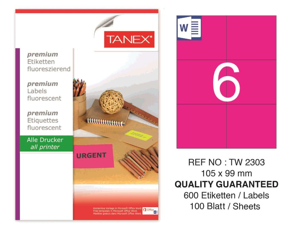 TW-2303 105x99 mm FLO PEMBE LASER ETİKET