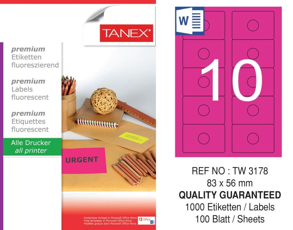 TW-3178 83x56 mm FLO PEMBE LASER ETİKET