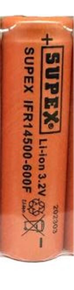 Supex IFR14500-600F 3.2V Düz Kafa LifePo4 Pil
