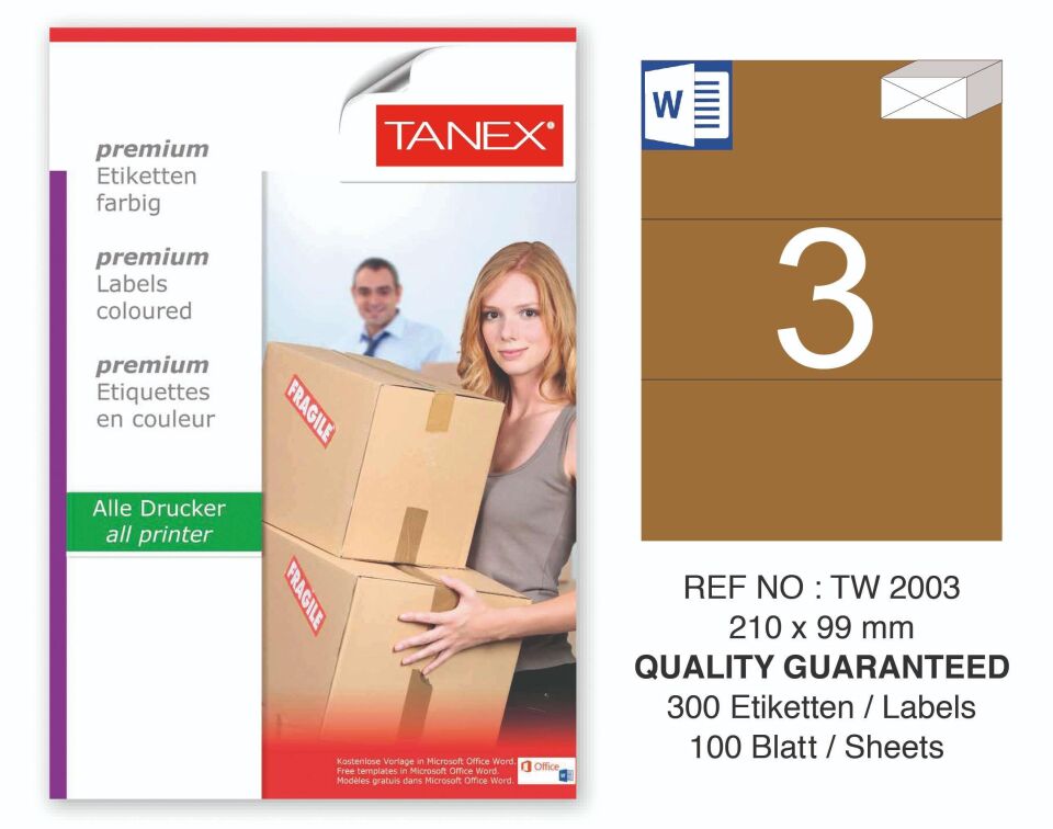 TW-2003 210x99 mm KRAFT LASER ETİKET