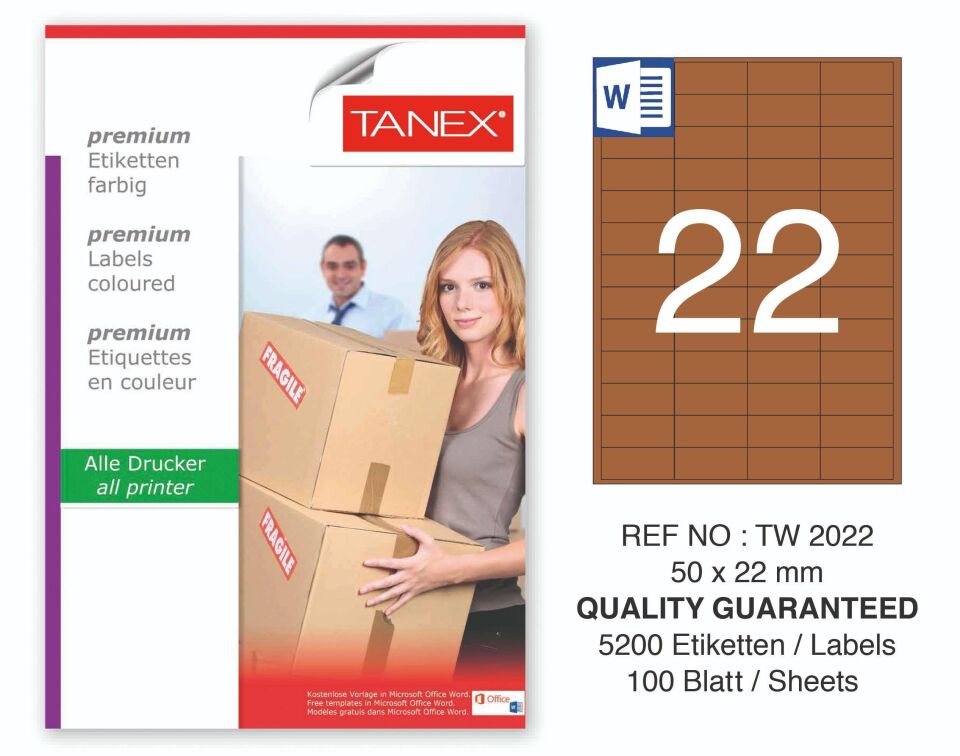 TW-2022 50x22 mm KRAFT LASER ETİKET