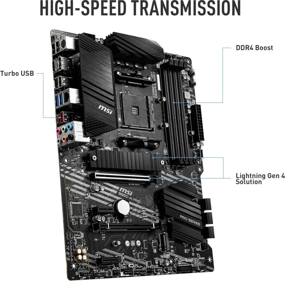 Msı B550-A Pro AM4 DDR4 Bellek 4400(OC) HDMI DP M.2 USB3.2 ATX Anakart