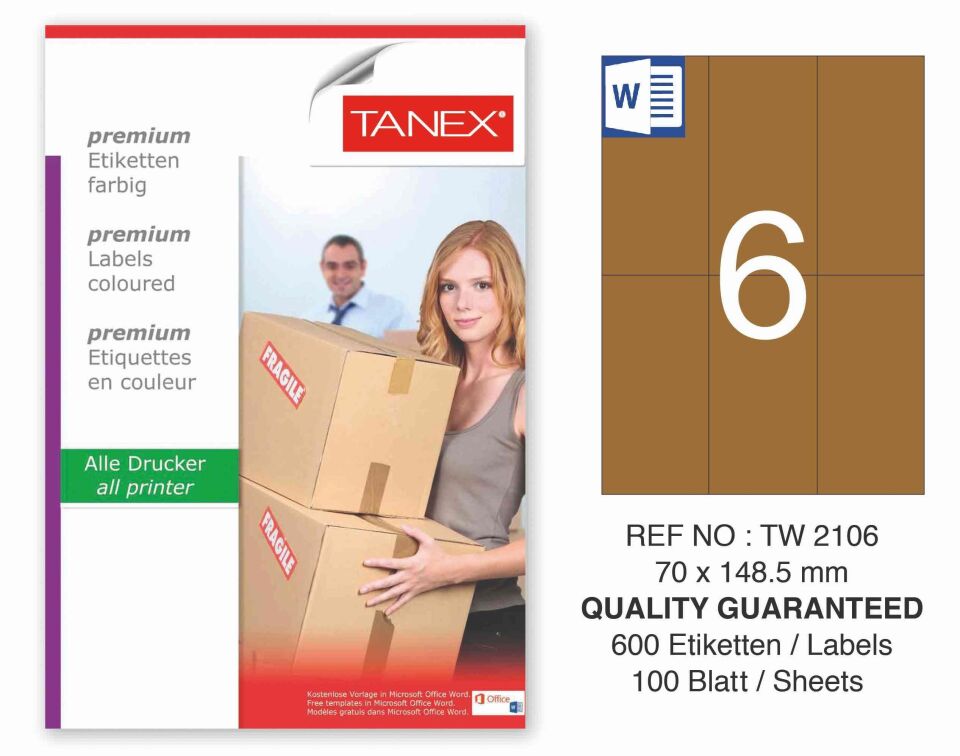 TW-2106 70x148,5 mm KRAFT LASER ETİKET