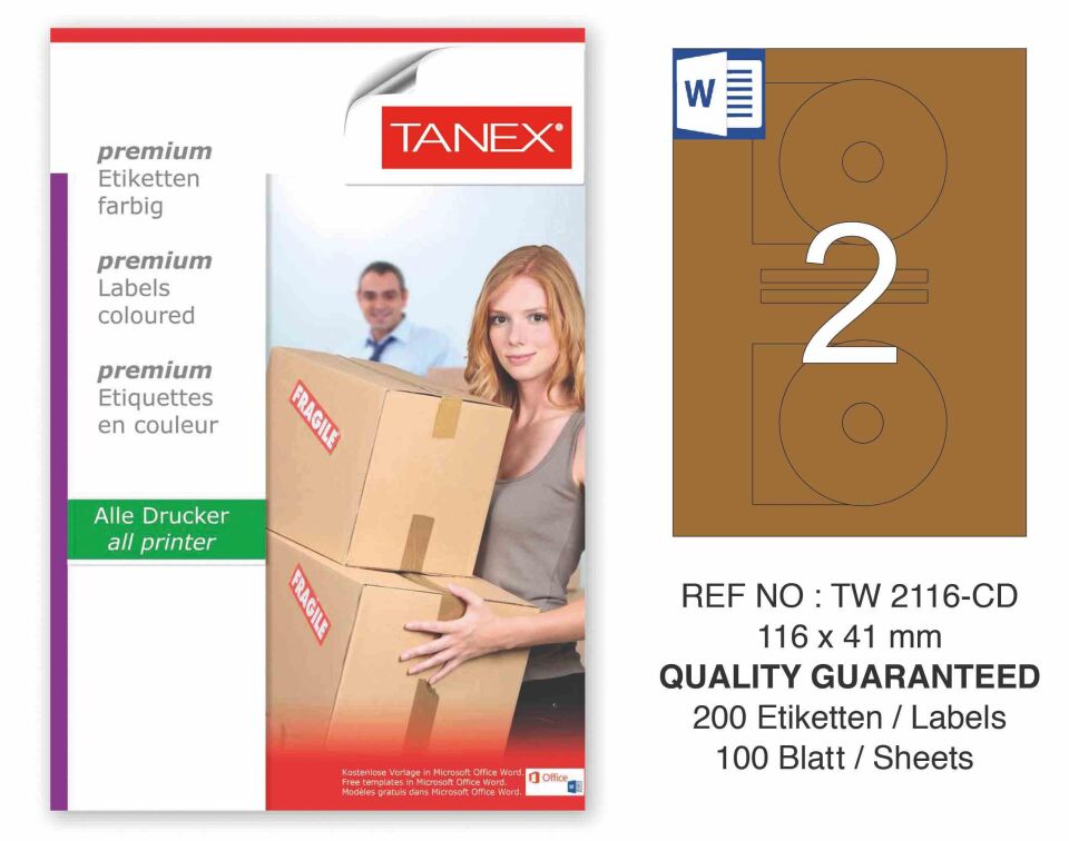 TW-2116 116x41 mm KRAFT LASER ETİKET