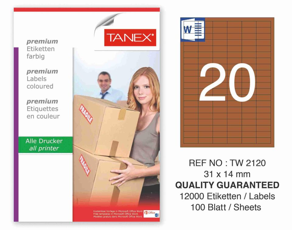 TW-2120 31x14 mm KRAFT LASER ETİKET