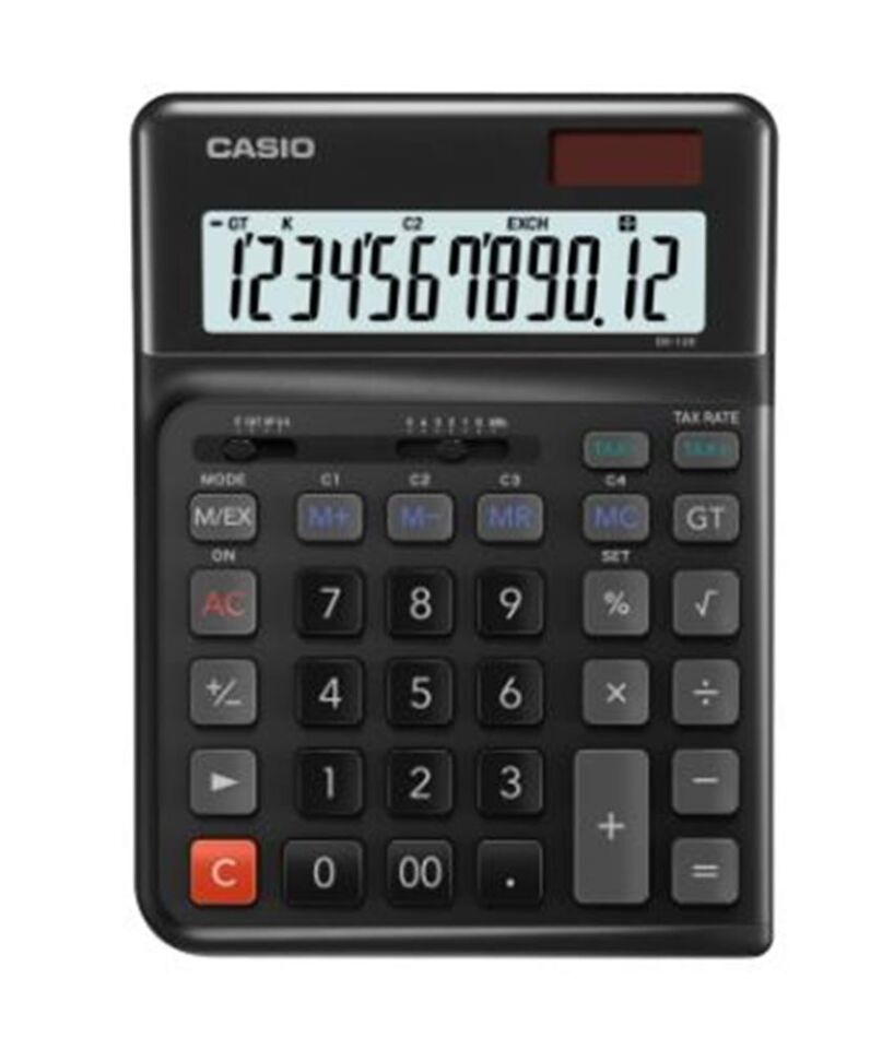 Casio DE-12E-BK Siyah 12 Hane Masa Üstü Ergonomik Tuşlu Hesap Makinesi