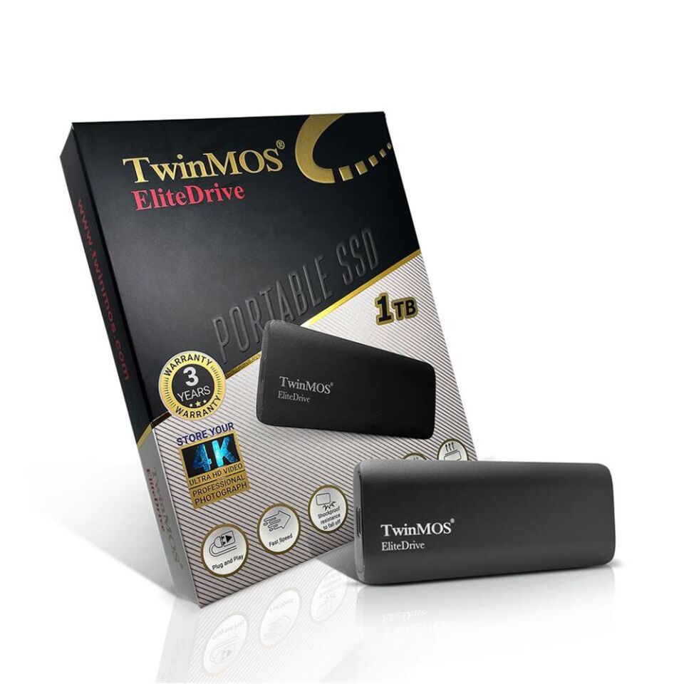 TwinMOS 1TB Taşınabilir Harici SSD USB 3.2-Type-C Dark Grey (PSSDGGBMED32)