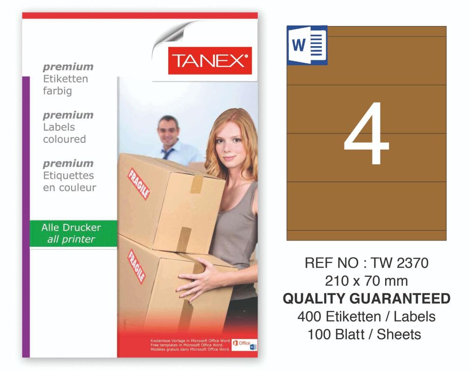 TW-2370 210x70 mm KRAFT LASER ETİKET