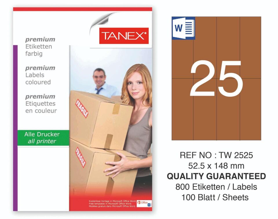 TW-2525 52,5x148,5 mm KRAFT LASER ETİKET