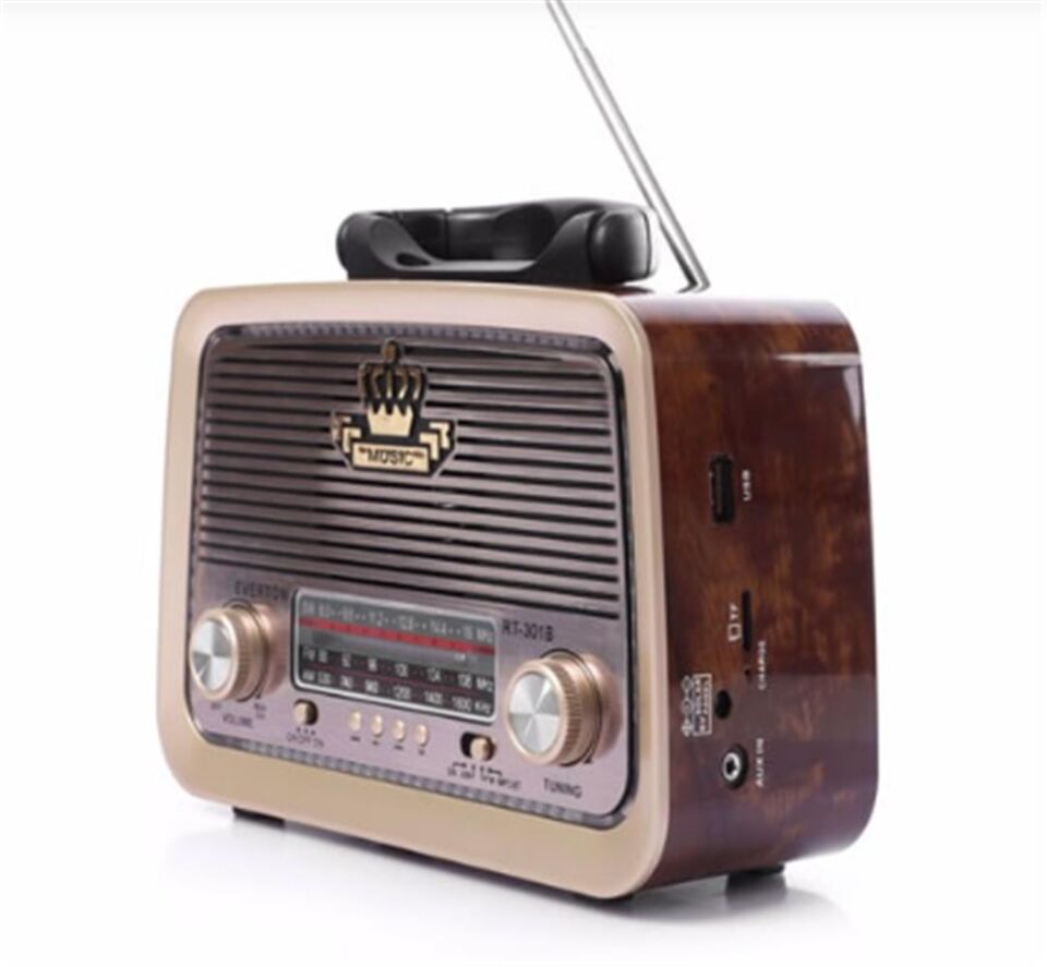 Everton RT-301 Bluetooth-USB-SD-FM Şarjlı  Nostaljik Radyo El Fenerli
