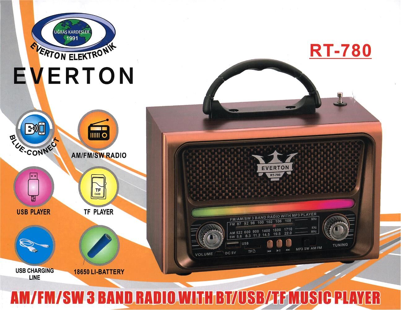 Everton RT-780  Bluetooth-USB-SD-FM Nostaljik Radyo