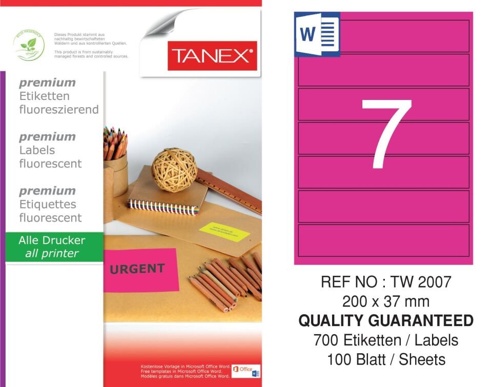 TW-2007 200x37 mm FLO PEMBE LASER ETİKET