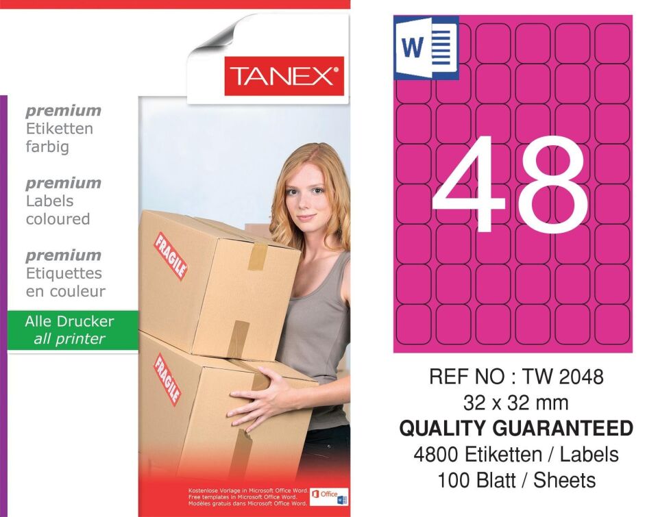 TW-2048 32x32 mm FLO PEMBE LASER ETİKET