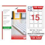 TANEX TW-2015 45x45 mm Inkjet / Laser A4 Etiket YETKİLİ SATICI (100 Adet)