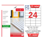 TANEX TW-2037 70x37,125 mm Inkjet / Laser A4 Etiket YETKİLİ SATICI (25 Adet)