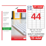 TANEX TW-2044 48,5x25,4 mm Inkjet / Laser A4 Etiket YETKİLİ SATICI (25 Adet)