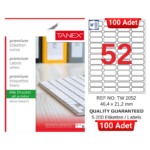 TANEX TW-2052 46,4x21,2 mm Inkjet / Laser A4 Etiket YETKİLİ SATICI (100 Adet)