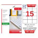 TANEX TW-2115 70x56 mm Inkjet / Laser A4 Etiket YETKİLİ SATICI (100 Adet)