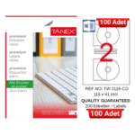 TANEX TW-2116 116x41 mm Inkjet / Laser A4 Etiket YETKİLİ SATICI (100 Adet)