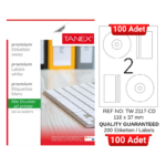 TANEX TW-2117 118x37 mm Inkjet / Laser A4 Etiket YETKİLİ SATICI (100 Adet)