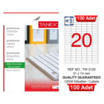 TANEX TW-2120 31x14 mm Inkjet / Laser A4 Etiket YETKİLİ SATICI (100 Adet)