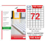 TANEX TW-2172 35x23 mm Inkjet / Laser A4 Etiket YETKİLİ SATICI (100 Adet)