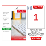 TANEX TW-2297 105x297 mm Inkjet / Laser A4 Etiket YETKİLİ SATICI (100 Adet)