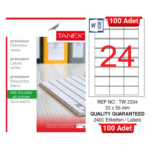 TANEX TW-2334 33x55 mm Inkjet / Laser A4 Etiket YETKİLİ SATICI (100 Adet)