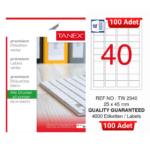 TANEX TW-2340 25x45 mm Inkjet / Laser A4 Etiket YETKİLİ SATICI (100 Adet)