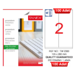 TANEX TW-2380 105x280 mm Inkjet / Laser A4 Etiket YETKİLİ SATICI (100 Adet)