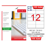 TANEX TW-2512 105x46 mm Inkjet / Laser A4 Etiket YETKİLİ SATICI (100 Adet)