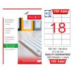 TANEX TW-2518 70x45 mm Inkjet / Laser A4 Etiket YETKİLİ SATICI (100 Adet)