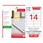 TANEX TW-2712 105x42,69 mm Inkjet / Laser A4 Etiket YETKİLİ SATICI (100 Adet)