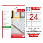 TANEX TW-2736 70x36 mm Inkjet / Laser A4 Etiket YETKİLİ SATICI (100 Adet)