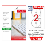 TANEX TW-3117 117 mm Inkjet / Laser A4 Etiket YETKİLİ SATICI (100 Adet)